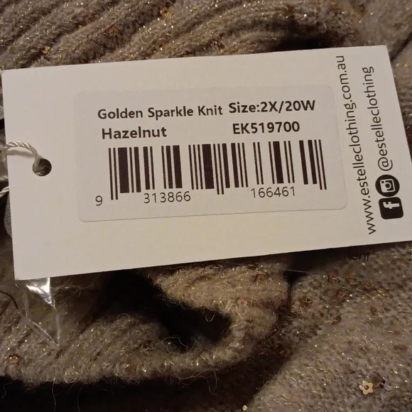 Estelle Golden Sparkle Knit Sweater in Hazelnut - Picture 5 of 9